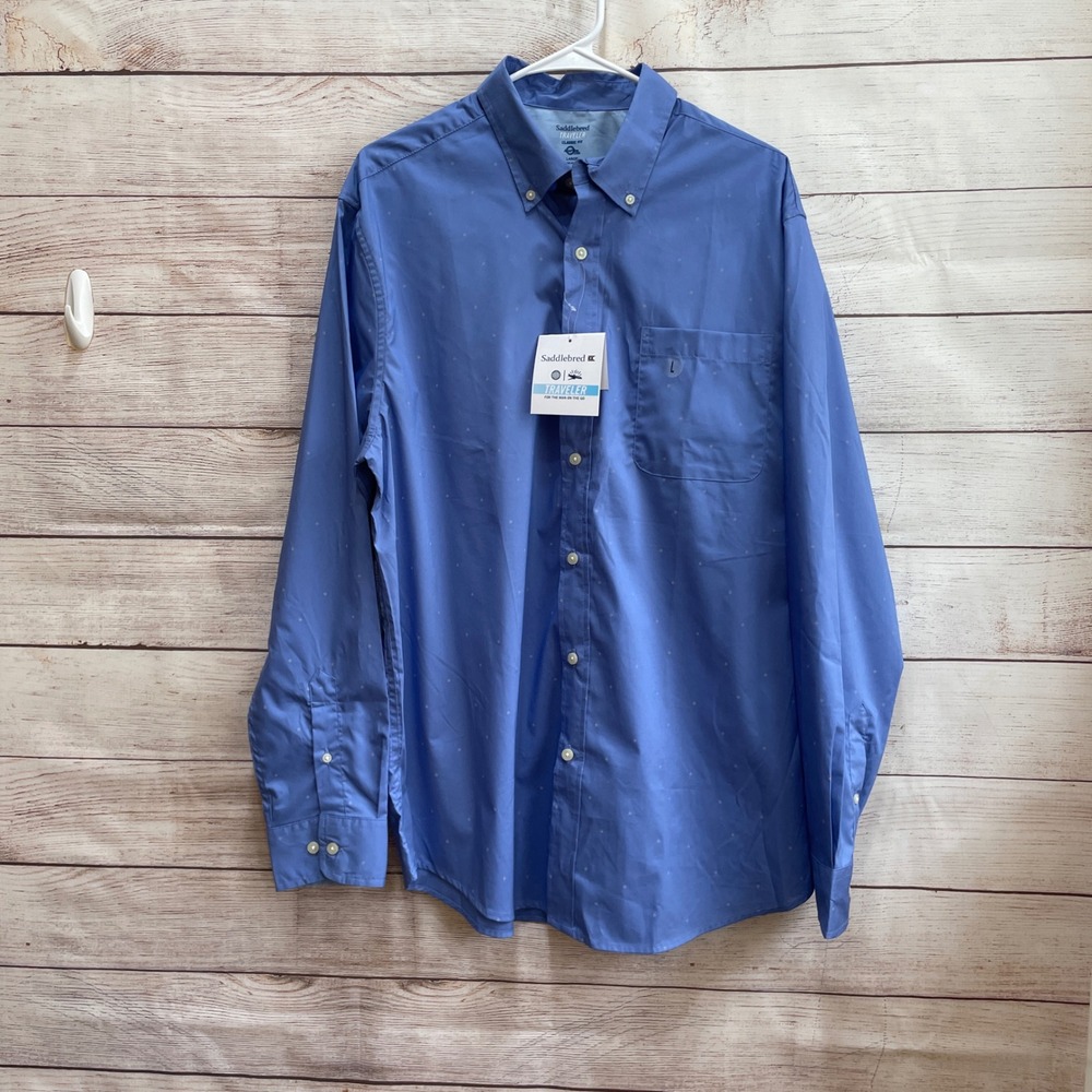 NEW‎ WITH TAGS SADDLEBRED TRAVELERS CLASSIC FIT SHIRT IN BLUE